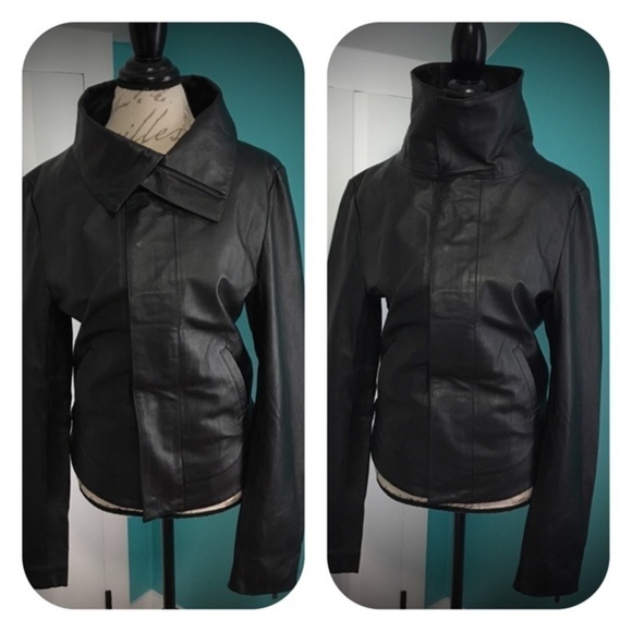 Black Leather Nixon The Ish Jacket - Picture 1 of 8